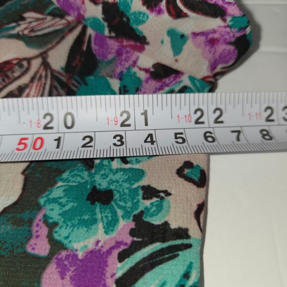 NY Collection Womens Medium Sheer Blouse Floral Mesh Button Up Top Bloomcore - Picture 7 of 8